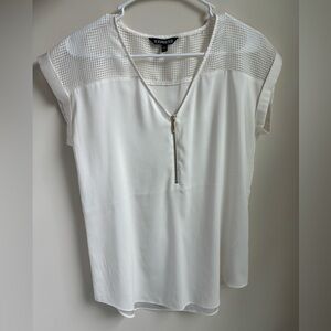 Express V-Nech Cream Top with Zipper Medium